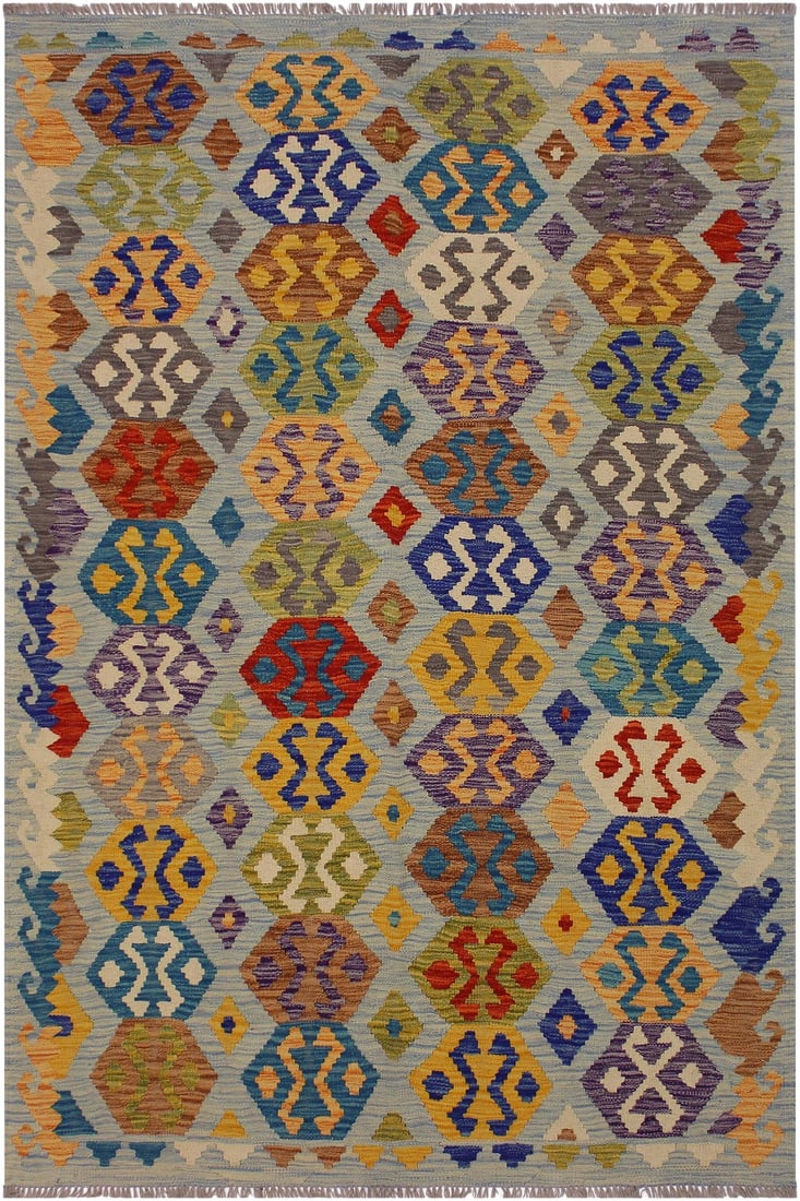Bohemian Tribal Kilim Hand-Woven Wool Rug - 5"²3"³ Ã— 6"²5"³ (1 of 8)