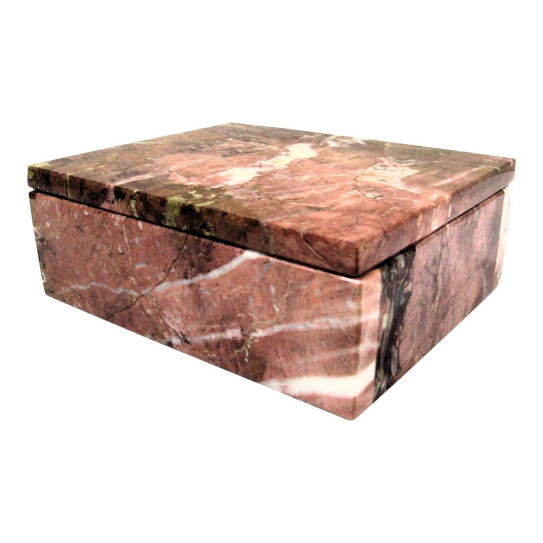 1970s Postmodern Vintage Pink Marble Stone Lidded Box (1 of 8)