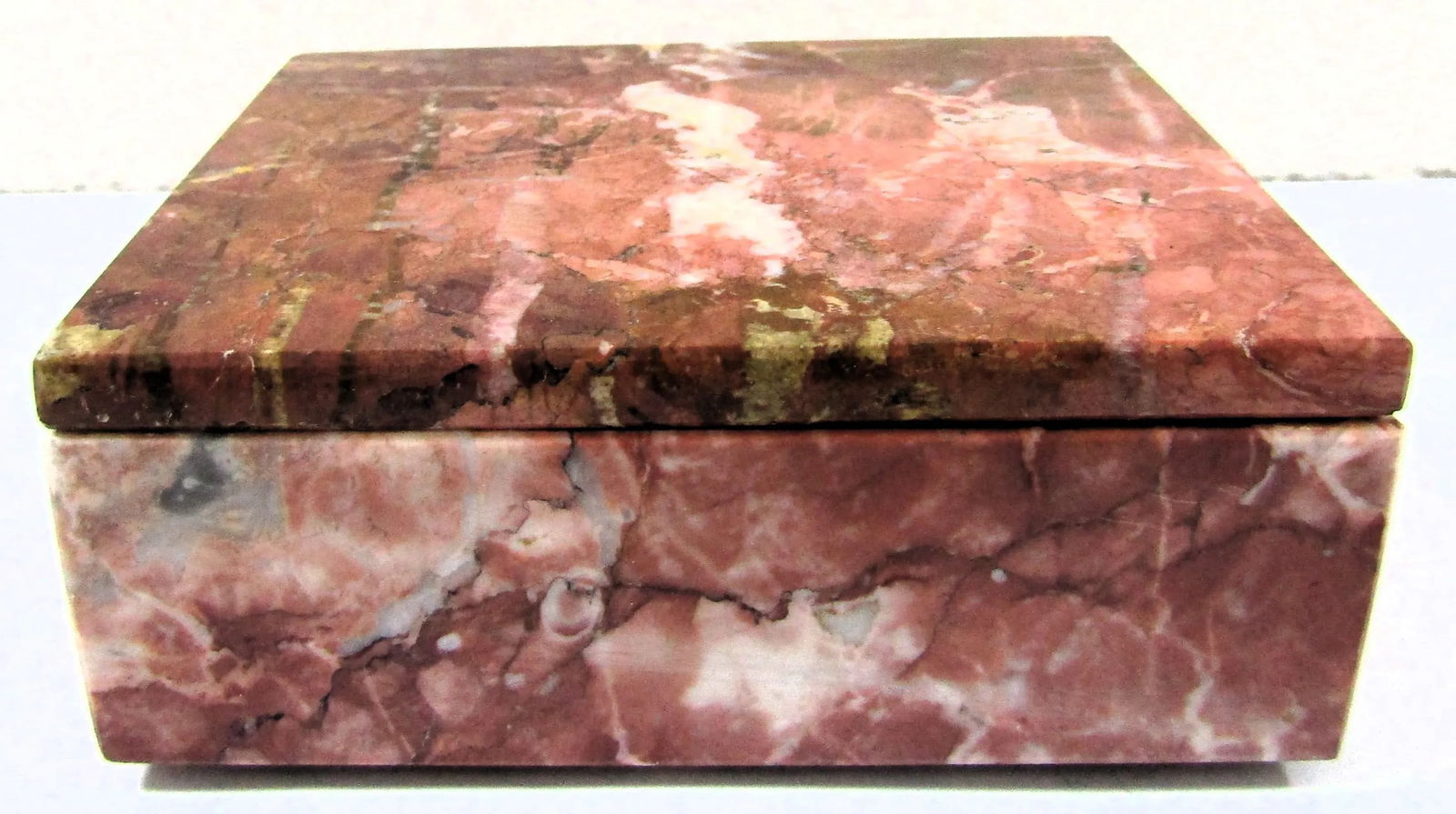 1970s Postmodern Vintage Pink Marble Stone Lidded Box - 5