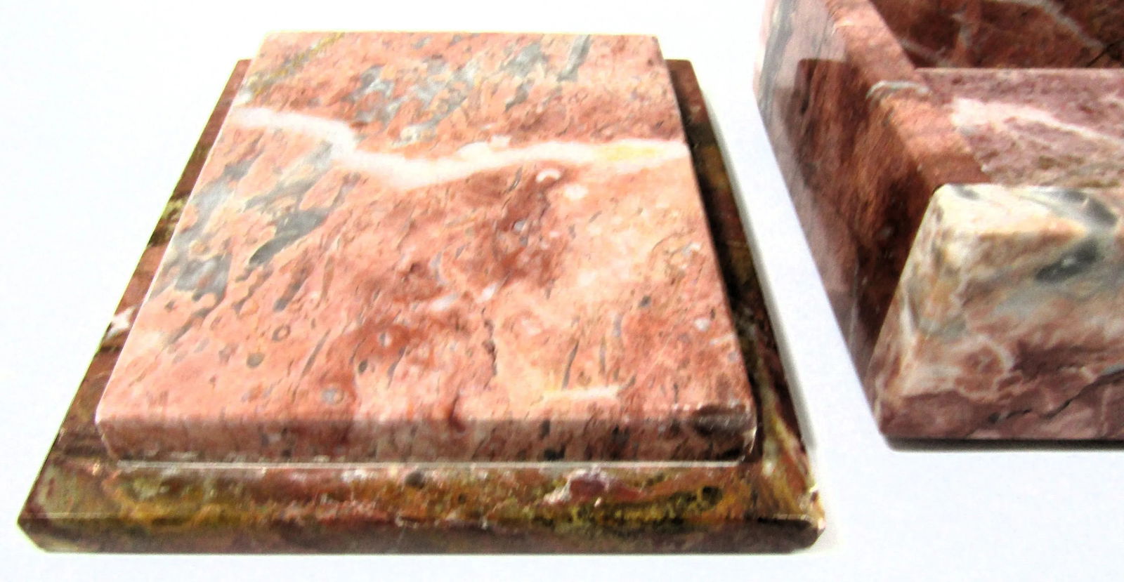 1970s Postmodern Vintage Pink Marble Stone Lidded Box - 7
