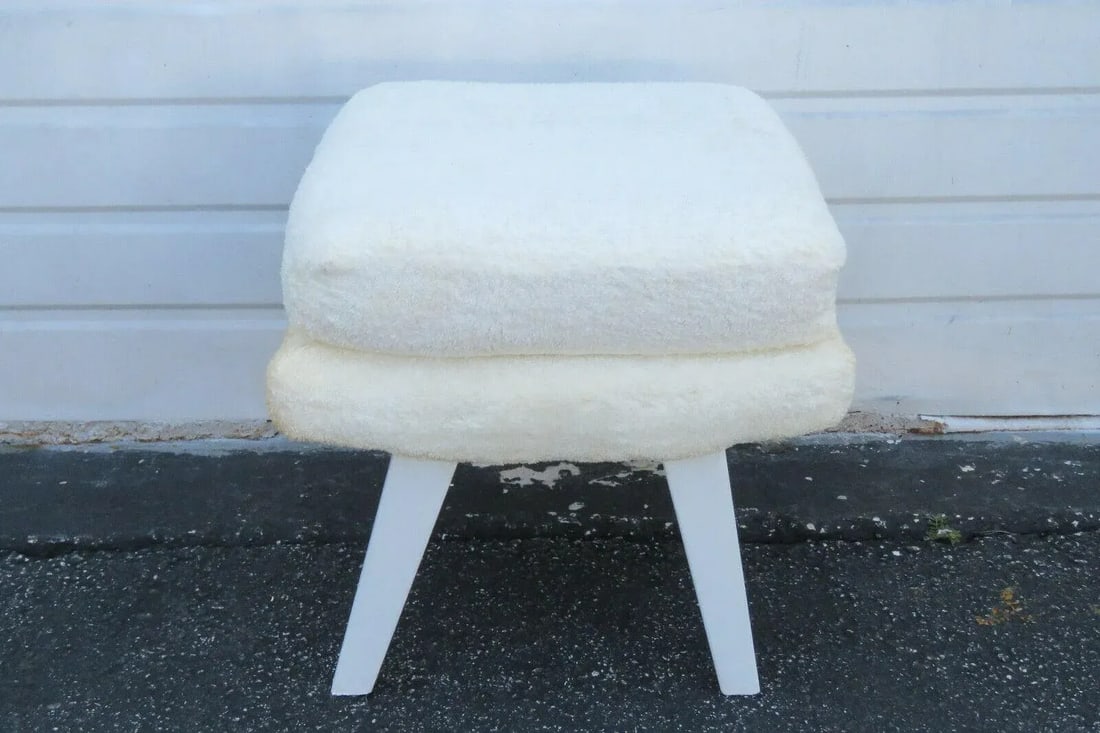 Mid Century Modern Painted Ottoman Foot Stool - 2