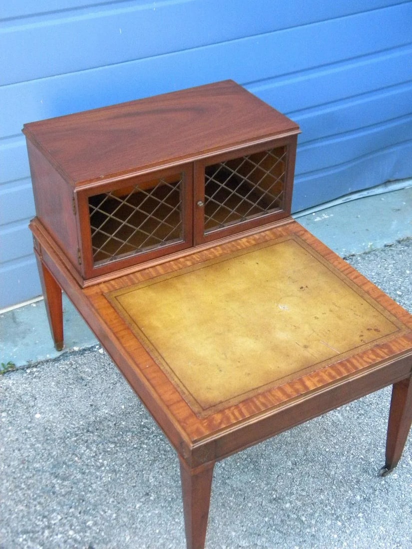 Leather Top Nightstand Side End Lamp Table by Heritage Henredon - 3