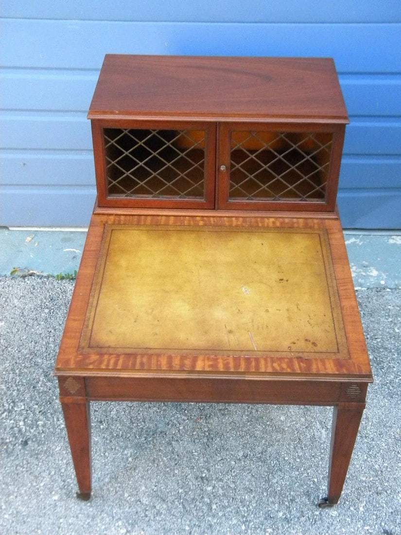 Leather Top Nightstand Side End Lamp Table by Heritage Henredon - 5