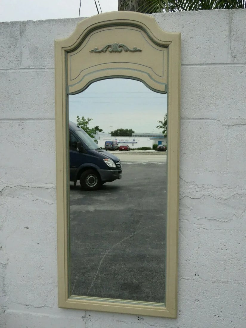 French Distressed Painted Wall Bathroom Vanity Mirrors by Dixie - Pair - 3