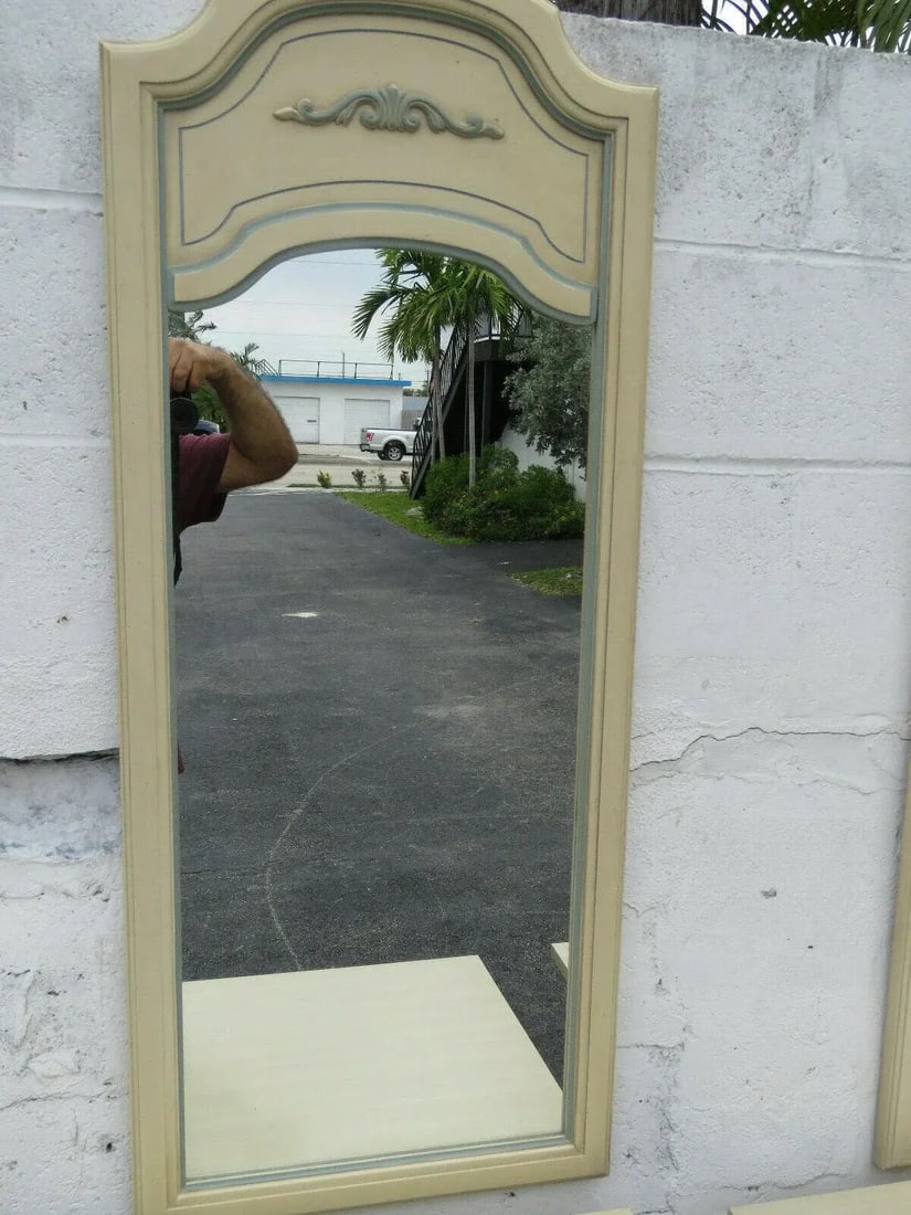 French Distressed Painted Wall Bathroom Vanity Mirrors by Dixie - Pair - 5