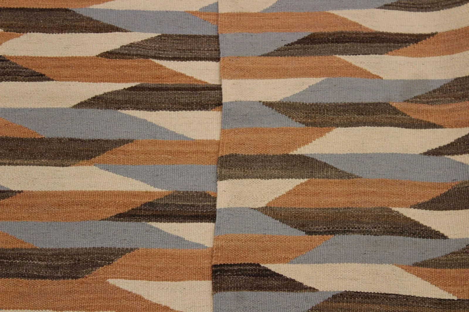 Contemporary Kilim Ivory/Gray Hand-Woven Wool Rug- 4'8 X 6'9 - 7