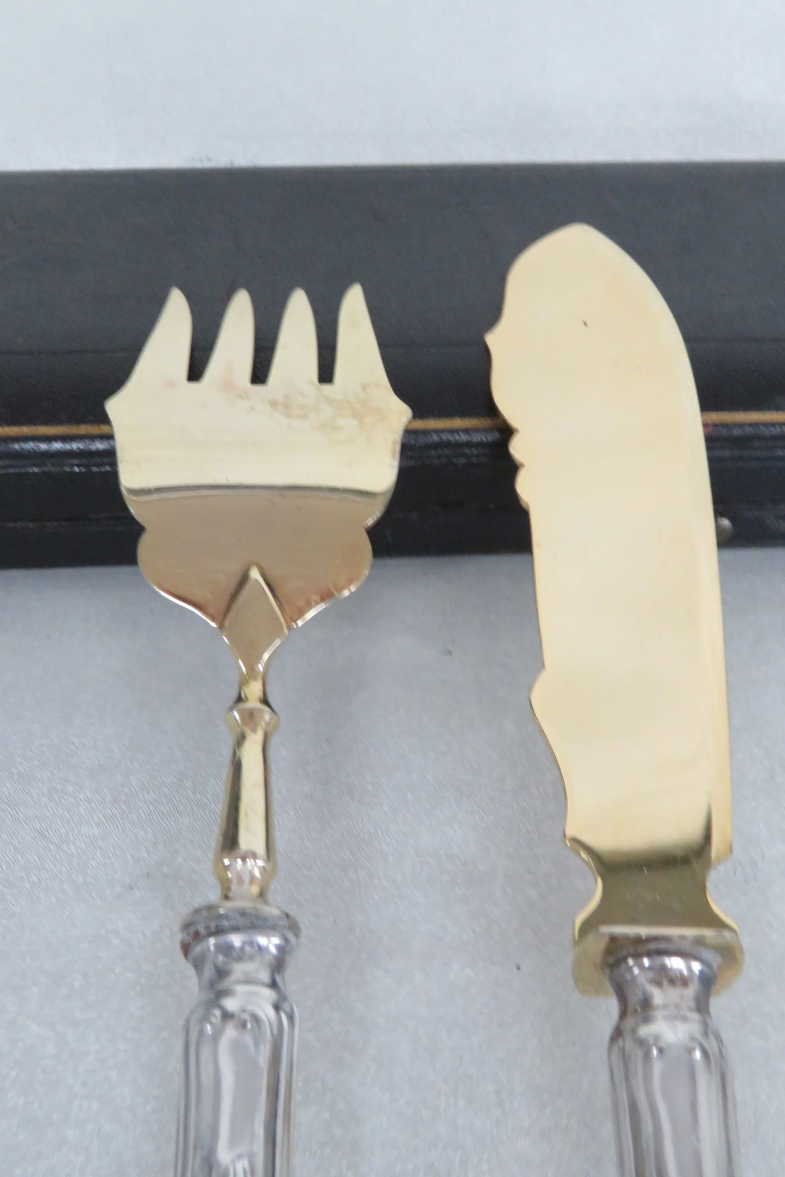 Sheffield D Flookton Tompking and Co Etched Fish Knife Fork Serving Set - 10