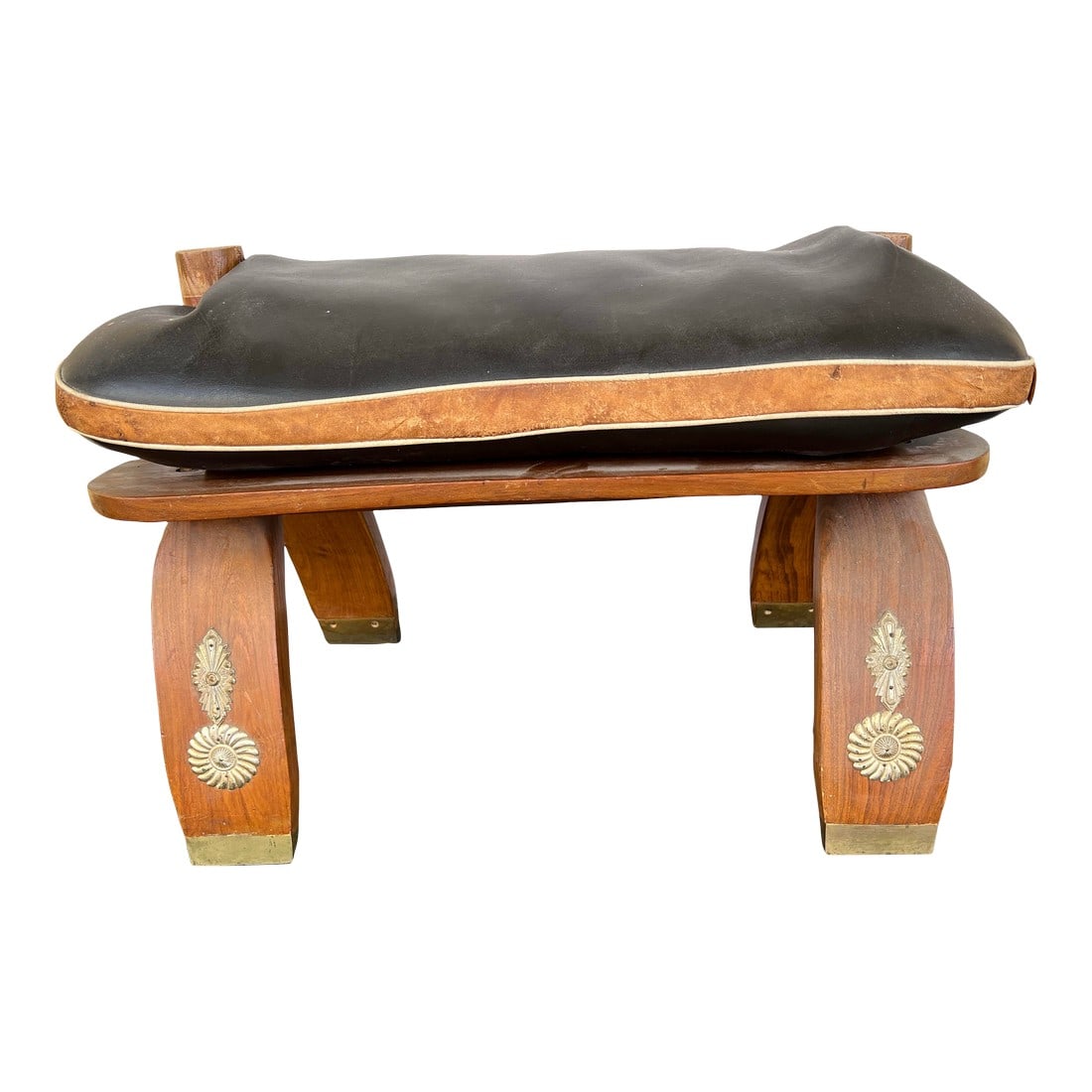 Vintage Mid Century Camel Saddle Low Stool, Ottoman (1 of 10)