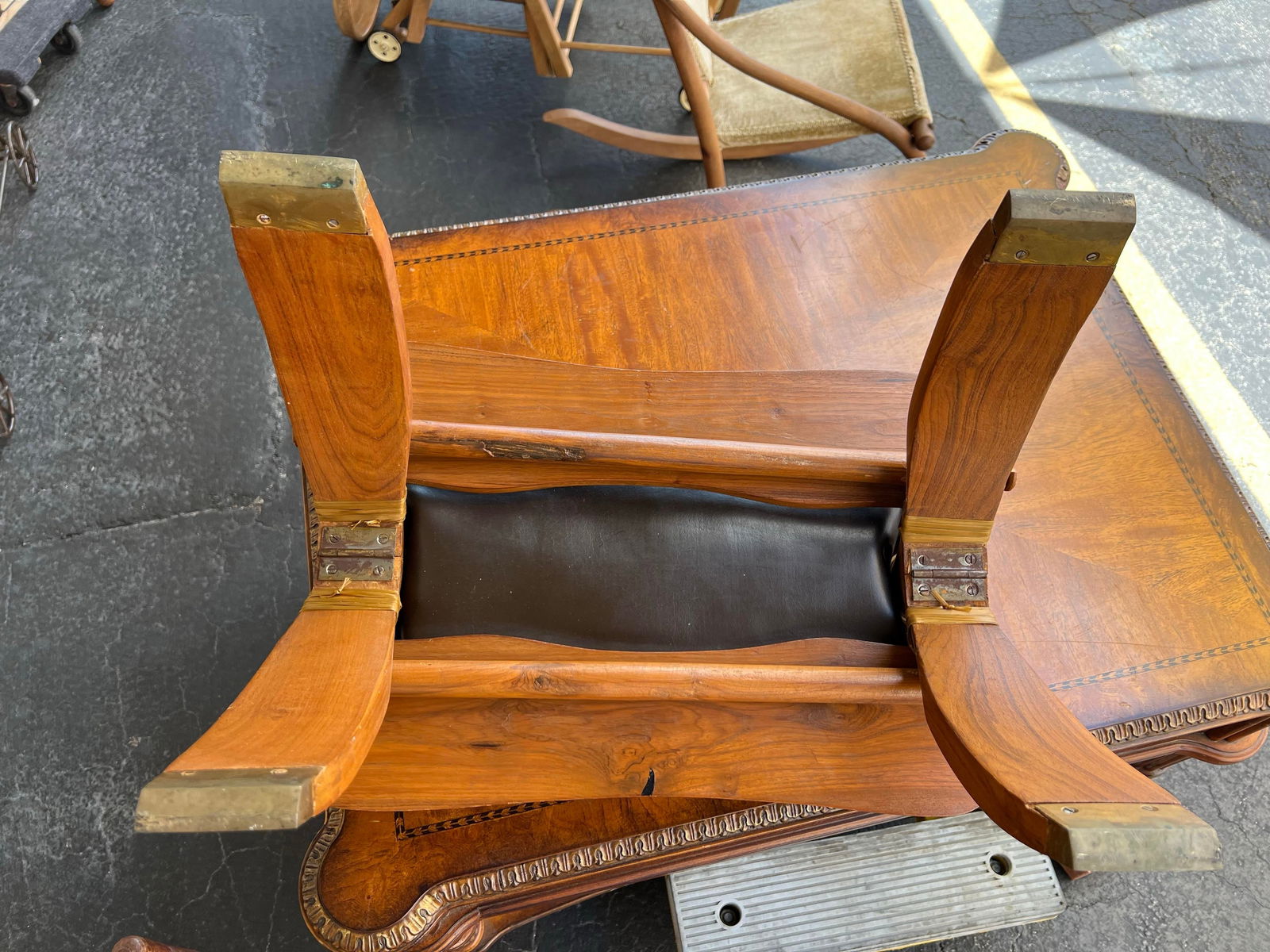 Vintage Mid Century Camel Saddle Low Stool, Ottoman - 5