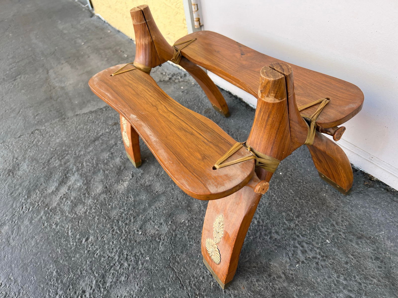 Vintage Mid Century Camel Saddle Low Stool, Ottoman - 6