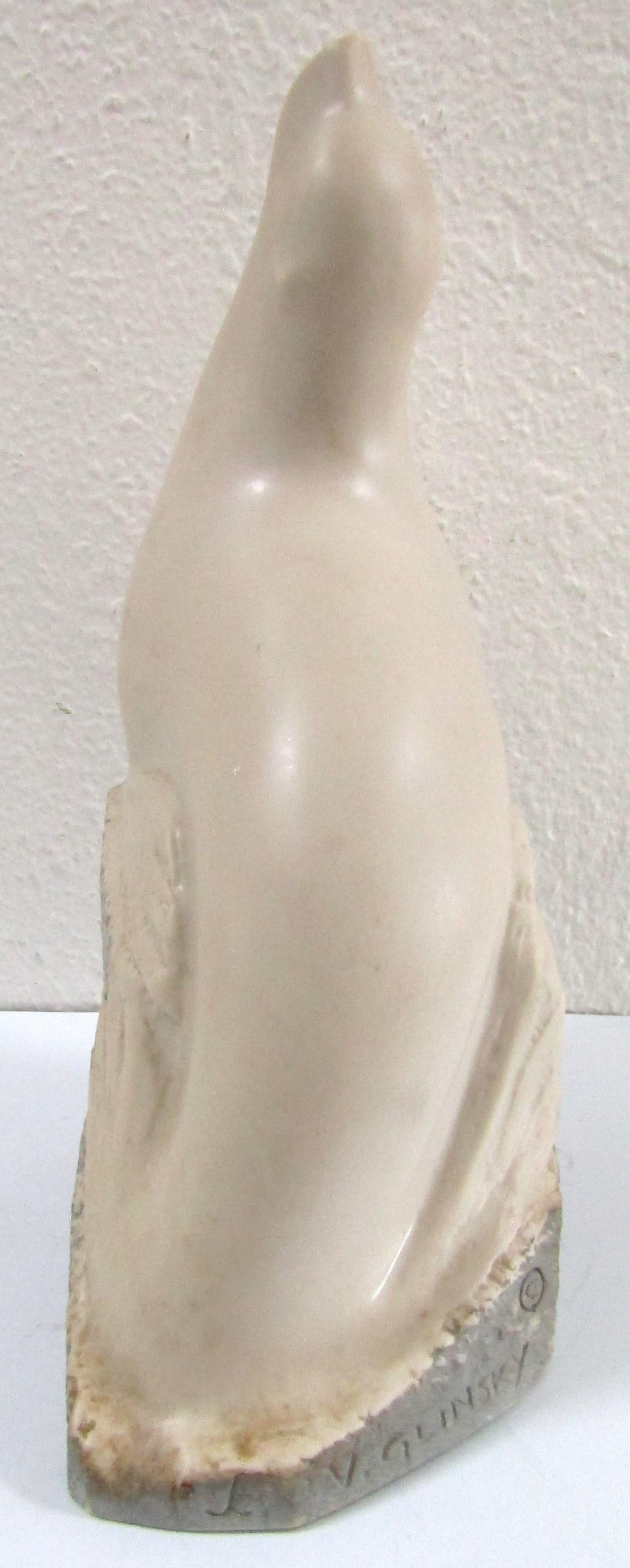 1970s Vincent Glinsky Smooth Cream Snow Seal on Rough Gray Cliff Sculpture Foundry Stone - 3