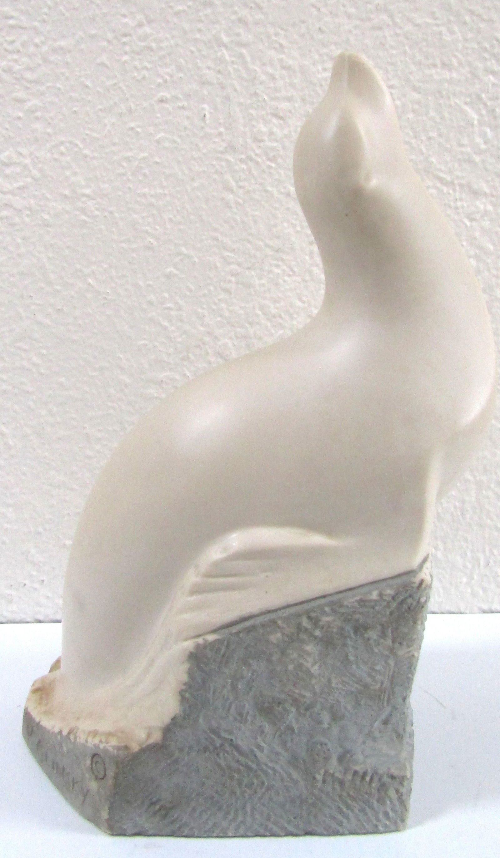 1970s Vincent Glinsky Smooth Cream Snow Seal on Rough Gray Cliff Sculpture Foundry Stone - 4