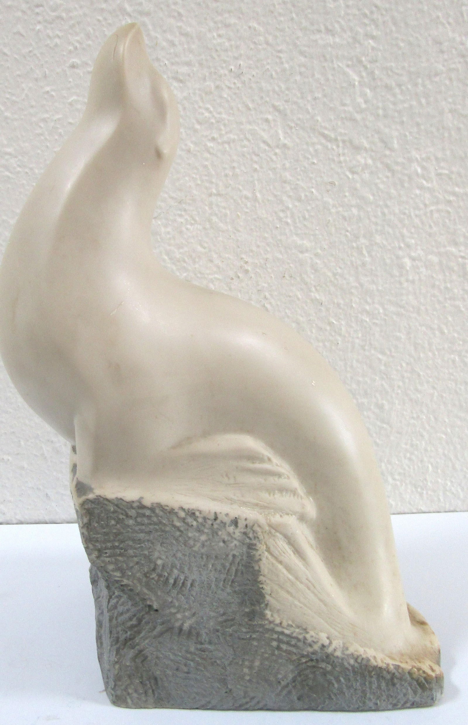 1970s Vincent Glinsky Smooth Cream Snow Seal on Rough Gray Cliff Sculpture Foundry Stone - 6