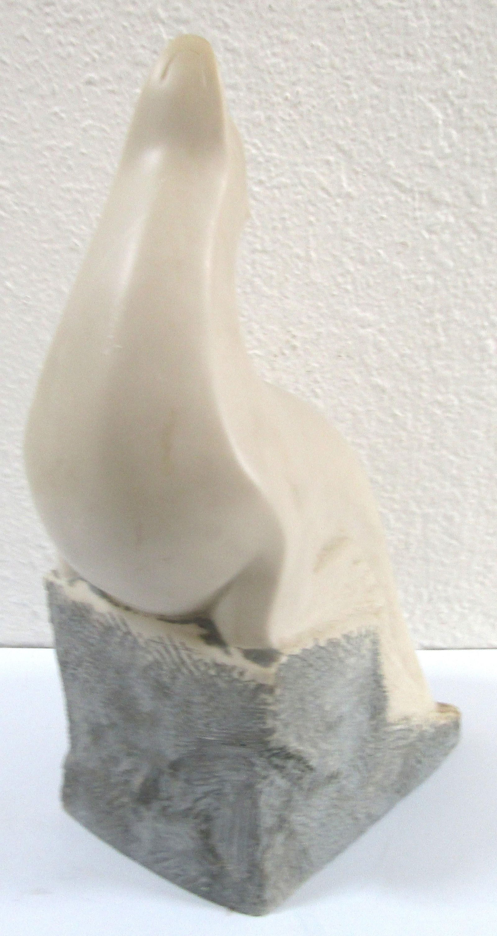 1970s Vincent Glinsky Smooth Cream Snow Seal on Rough Gray Cliff Sculpture Foundry Stone - 8