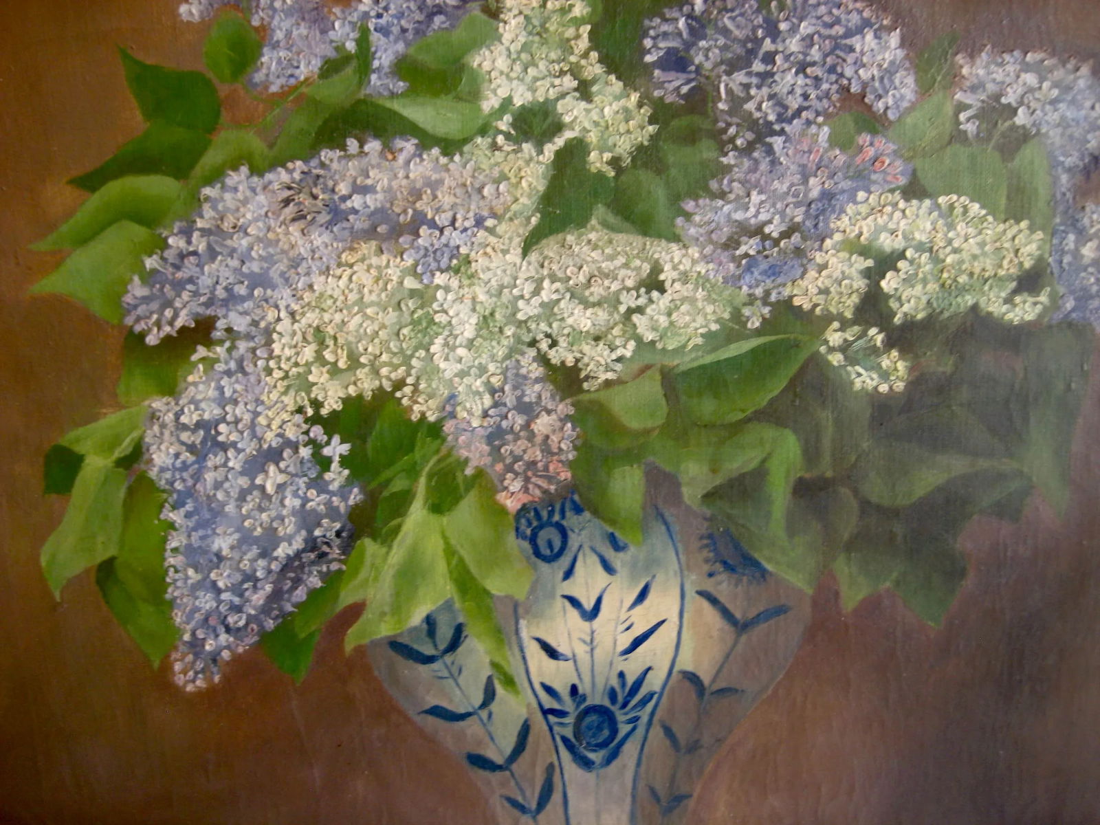 Still Life Glycine in a Vase Oil Painting 19th Century, Framed - 10