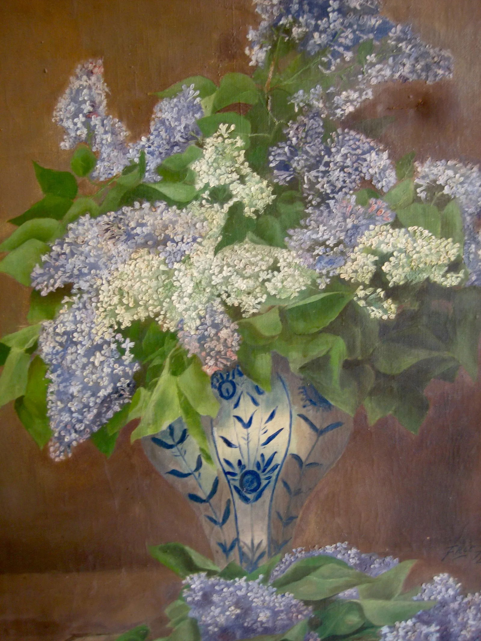 Still Life Glycine in a Vase Oil Painting 19th Century, Framed - 4