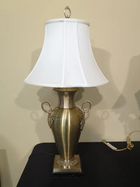 1990s Wildwood Brass Urn Lamp with Shade - 5