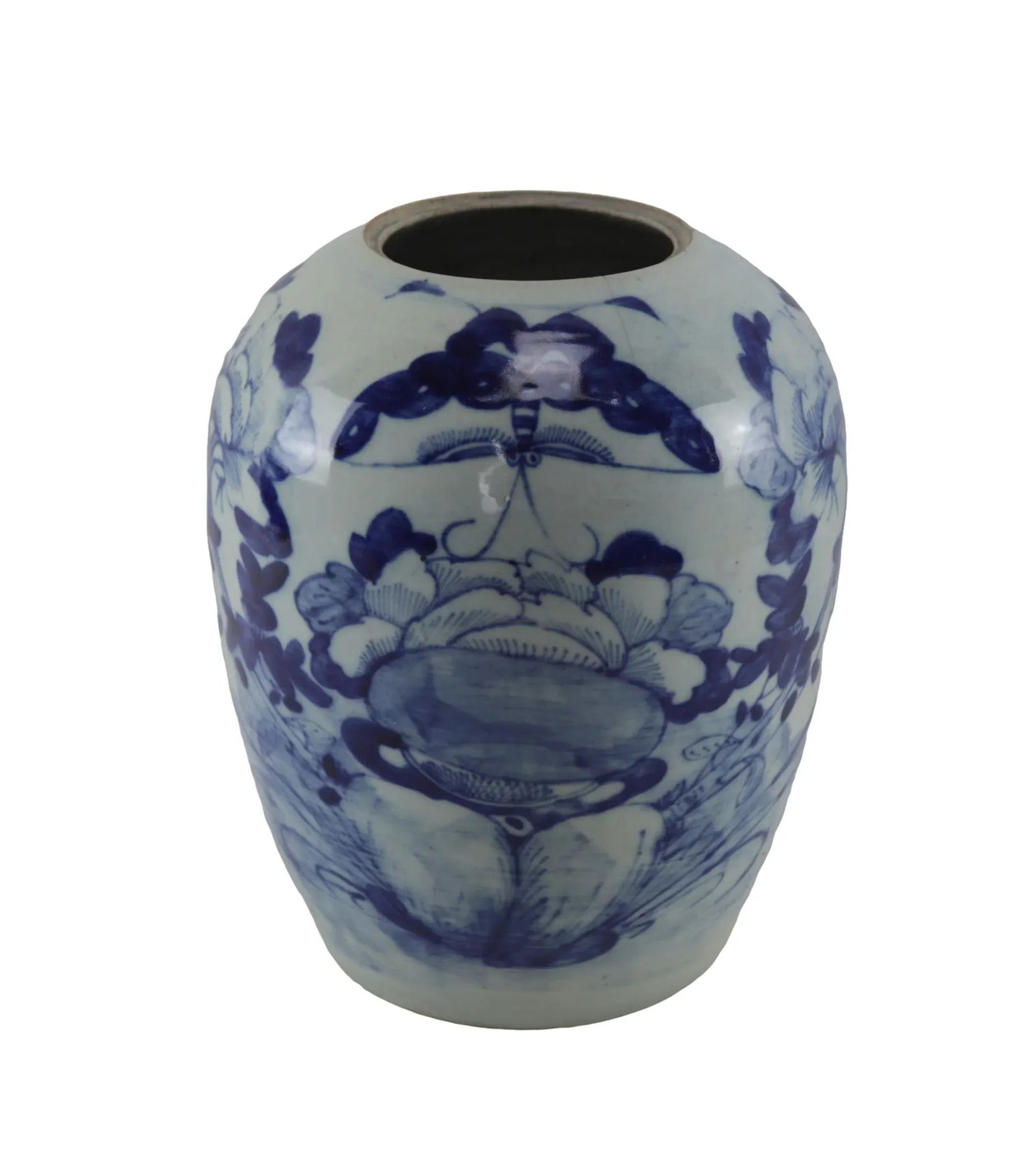 Chinese Mid-Qing Dynasty Celadon Blue and White Jar - 3