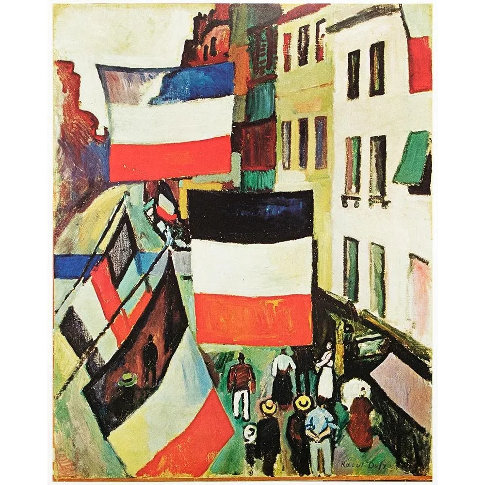 1970 After Raoul Dufy "La Rue Pavoisee", Full-Color Parisian Print - 7