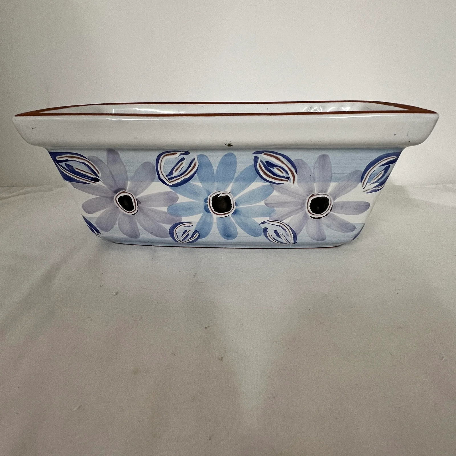 New England Pottery Hand Painted Glazed Terracotta Planter, Portugal - 2