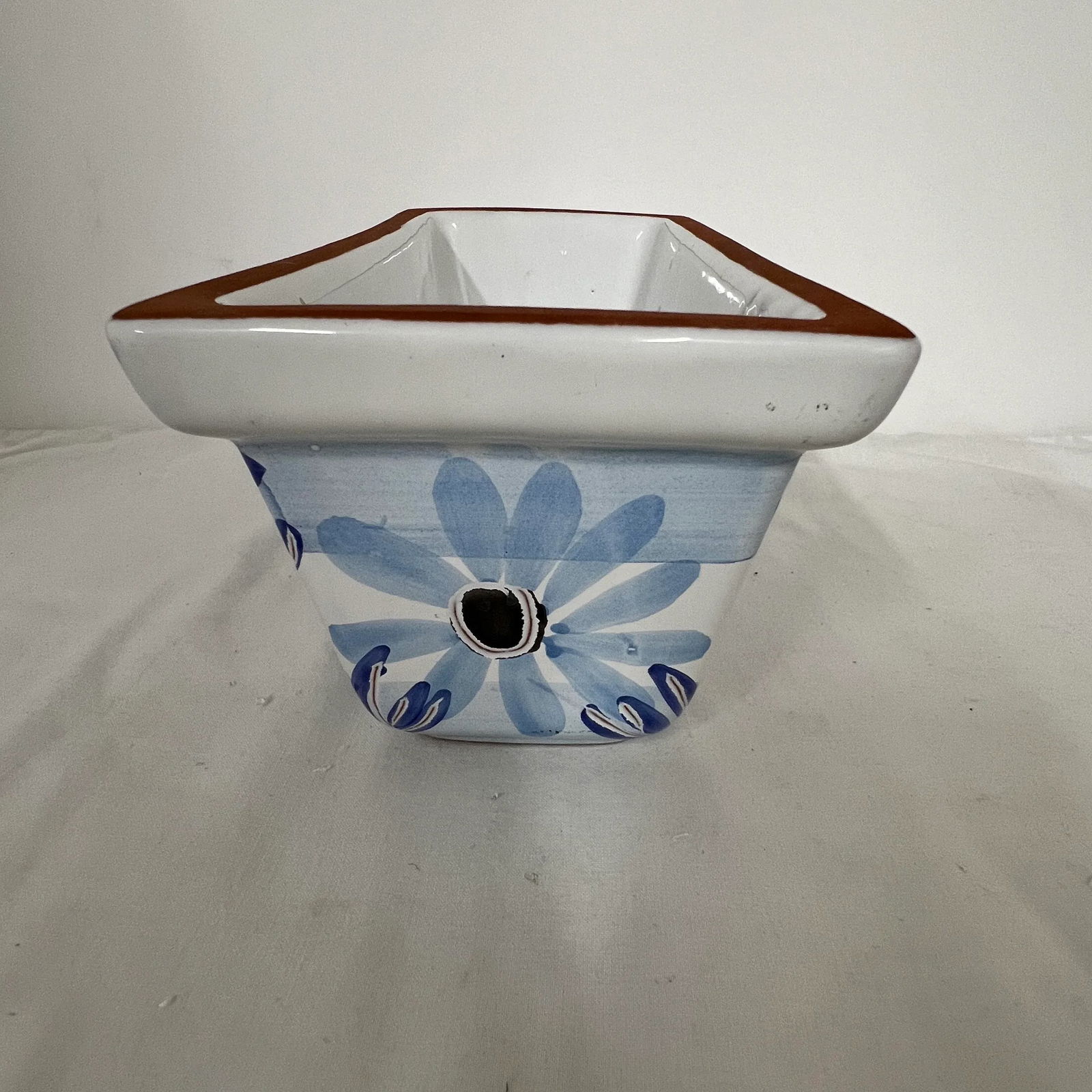 New England Pottery Hand Painted Glazed Terracotta Planter, Portugal - 5
