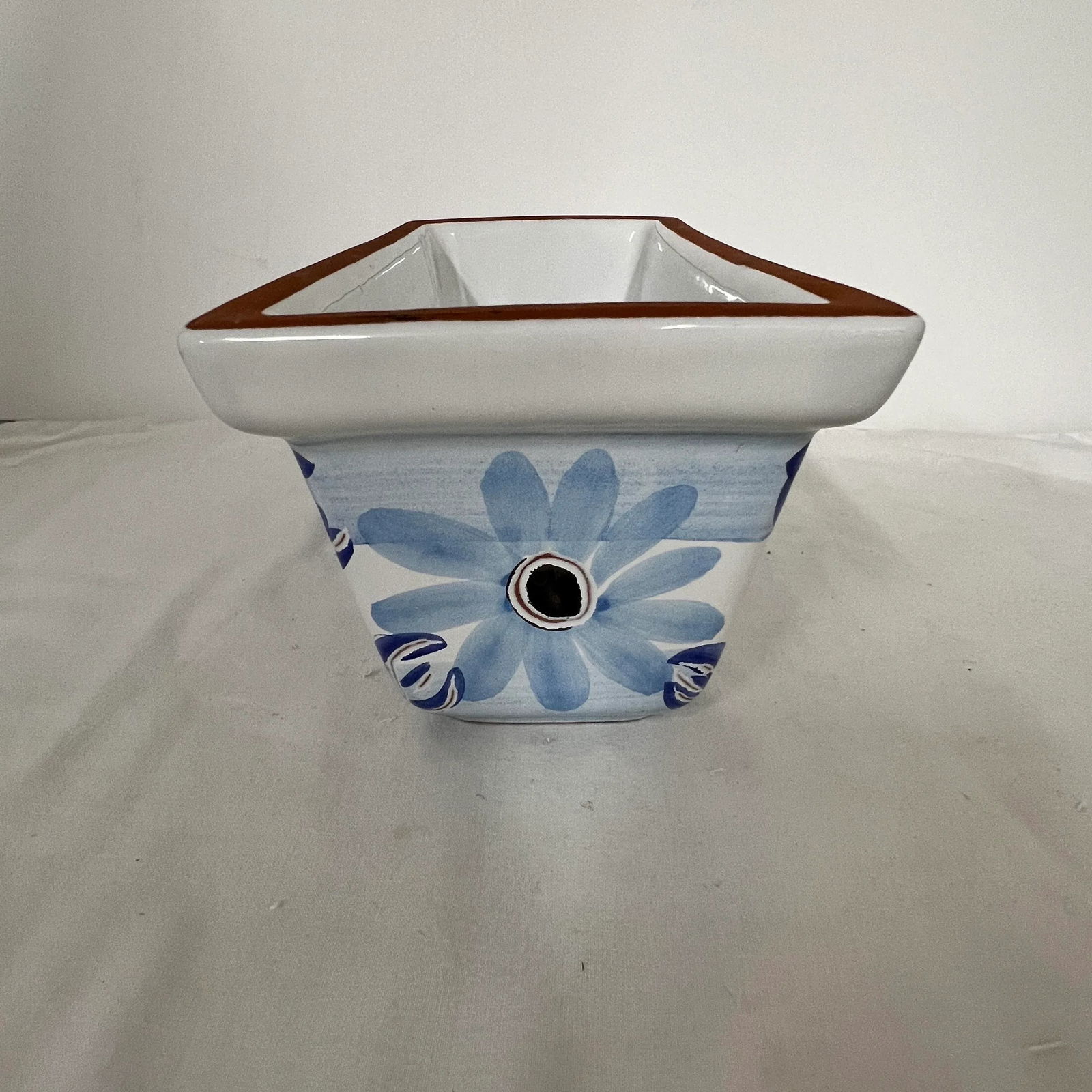 New England Pottery Hand Painted Glazed Terracotta Planter, Portugal - 7