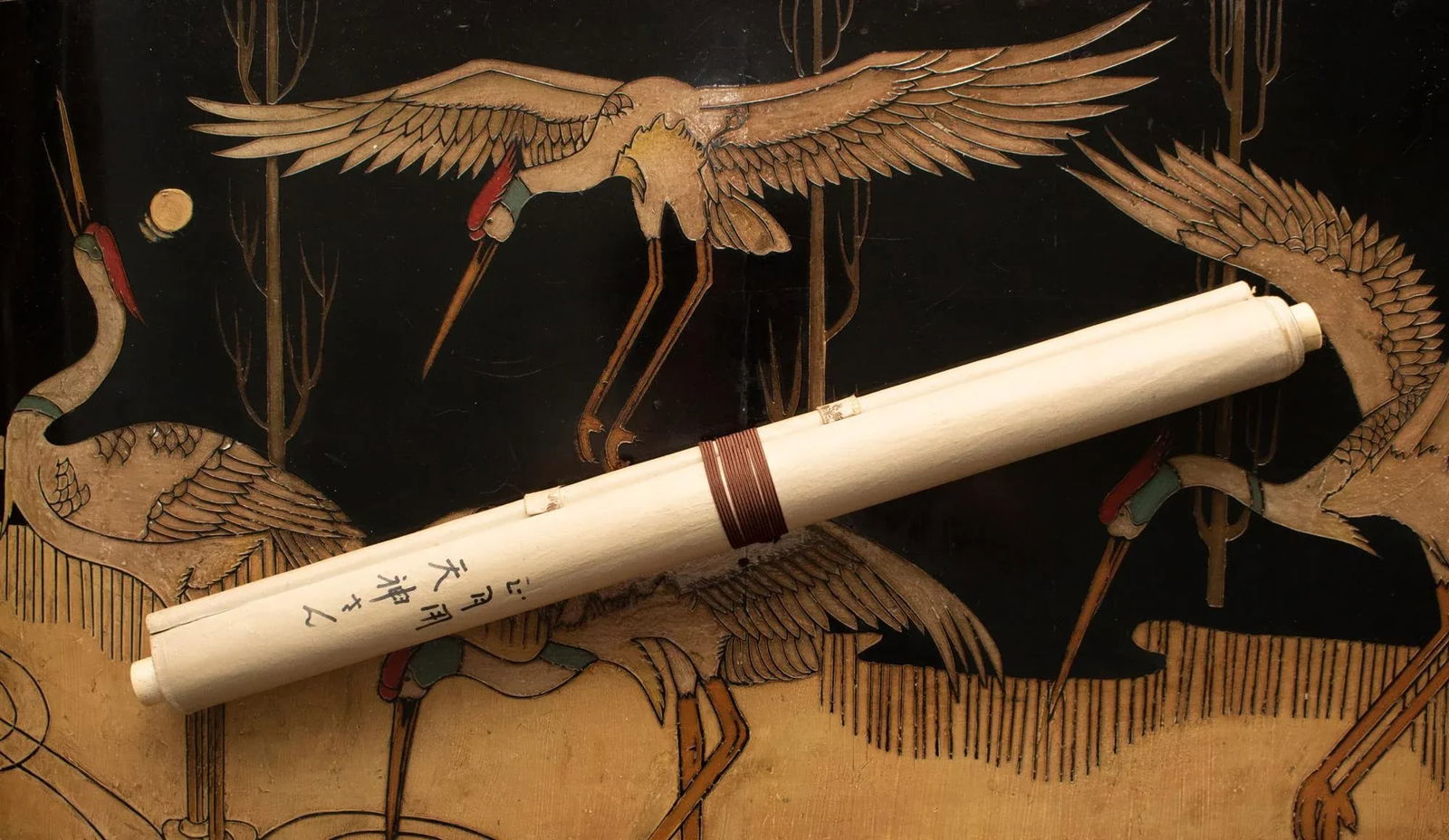 Early 20th Century XL Meiji or Early Showa Japanese Watercolor Scroll Painting, "Man in Kimono With - 12