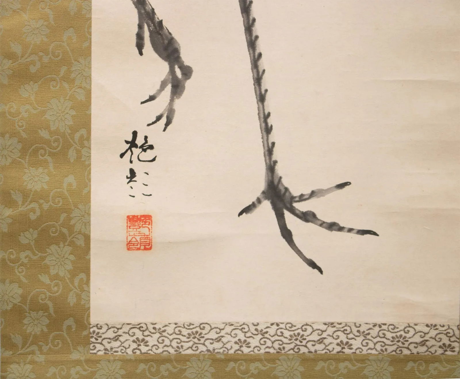 Early 20th Century Meiji to Early Showa Era Monochrome Watercolor Scroll Painting "Red-Crowned Crane - 7