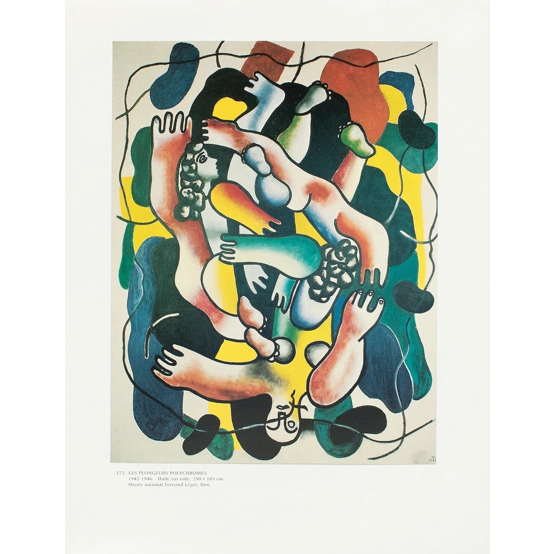 1990 After Fernand Leger "The Polychrome Divers", Full-Color Parisian Print (1 of 9)