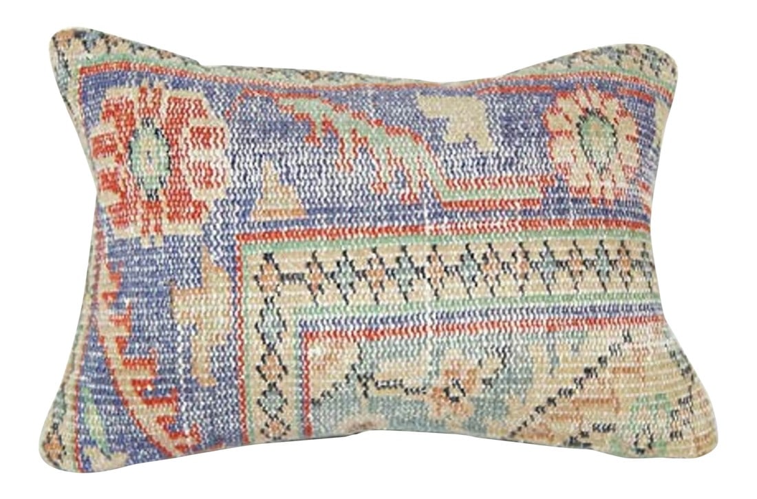 Vintage Distressed Lumbar Pillow Cover, Wool Tribal Cushion 14'' X 20'' (35 X 50 Cm) (1 of 6)