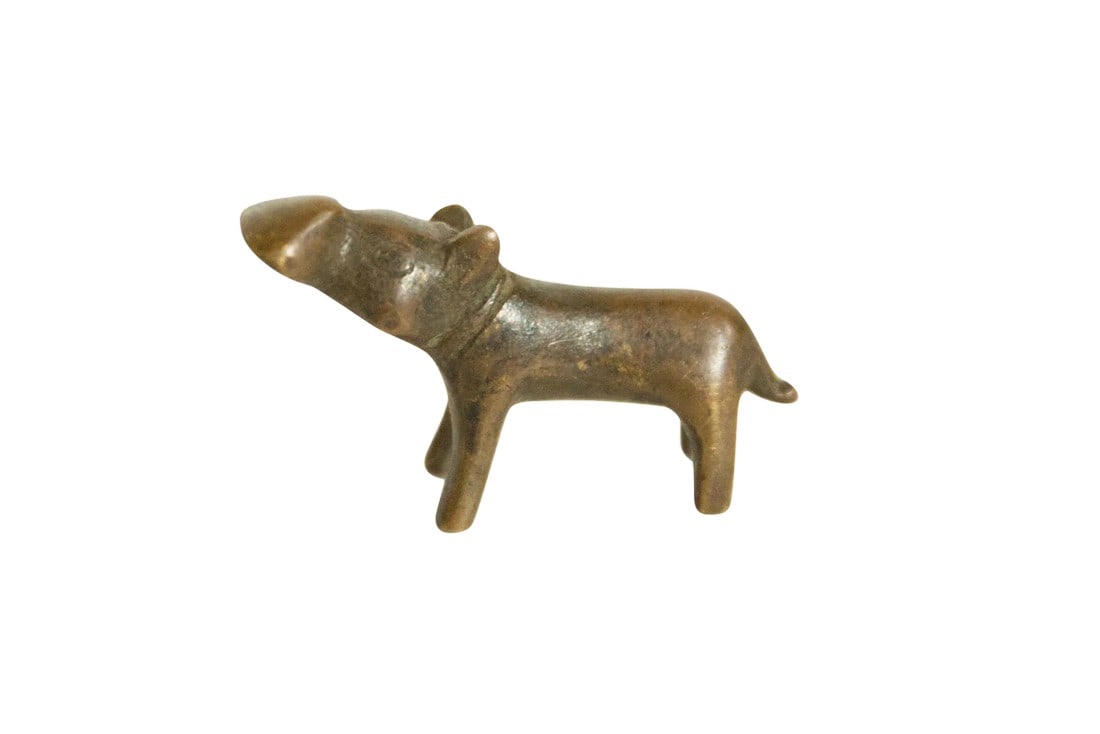 Vintage African Bronze Hippo Head Up (1 of 4)
