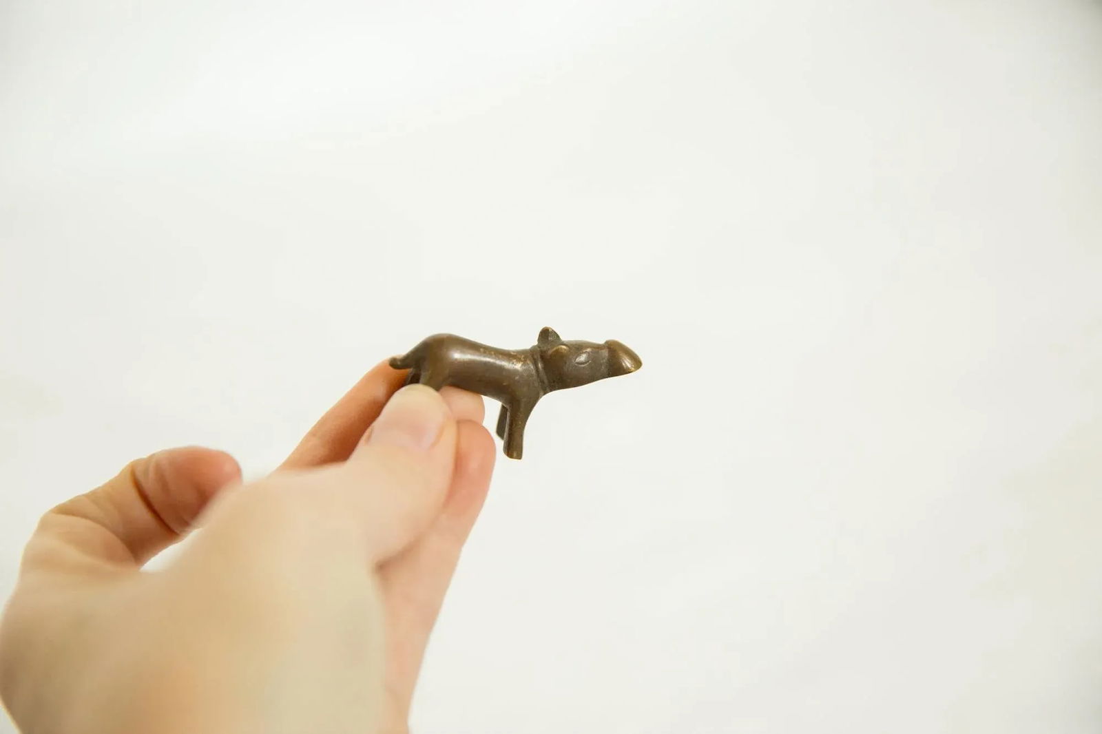 Vintage African Bronze Hippo Head Up - 2