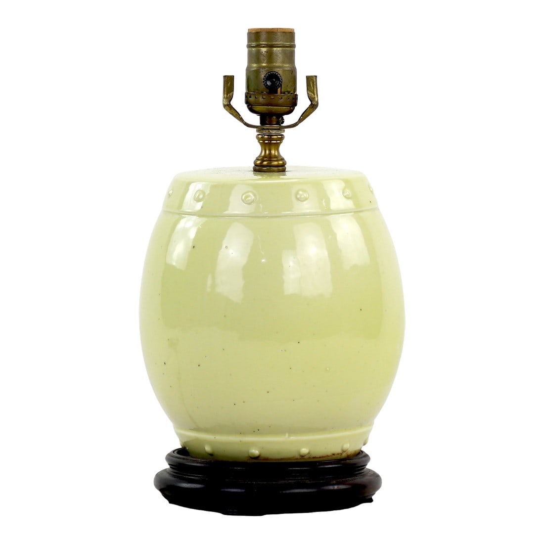 Chinese Yellow Glaze Drum Vase Table Lamp (1 of 7)