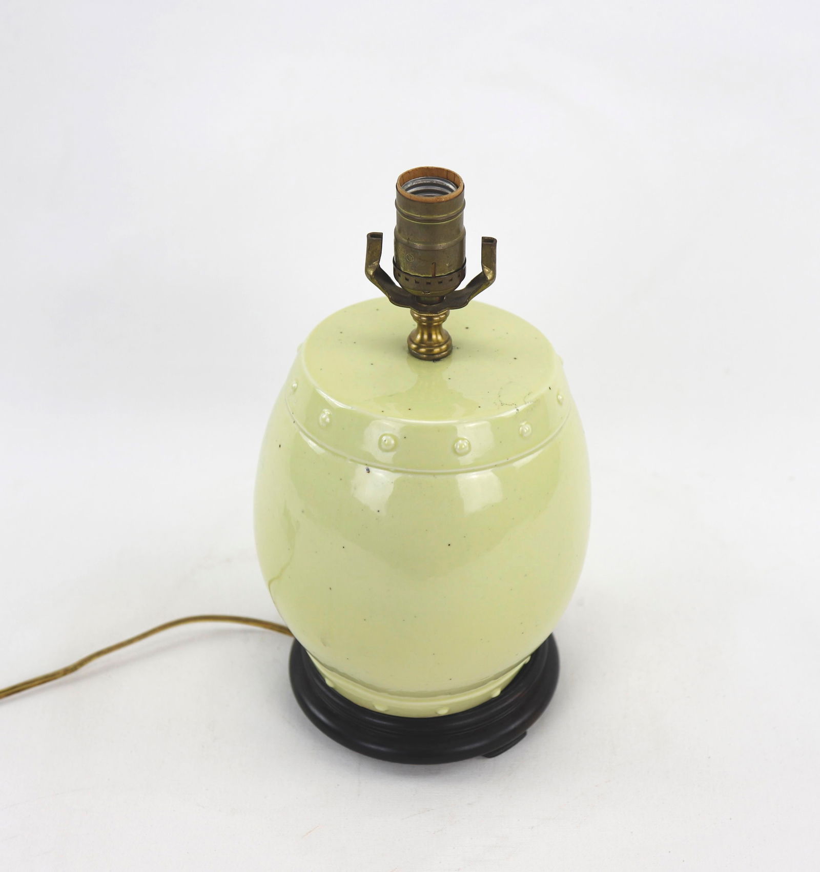 Chinese Yellow Glaze Drum Vase Table Lamp - 3