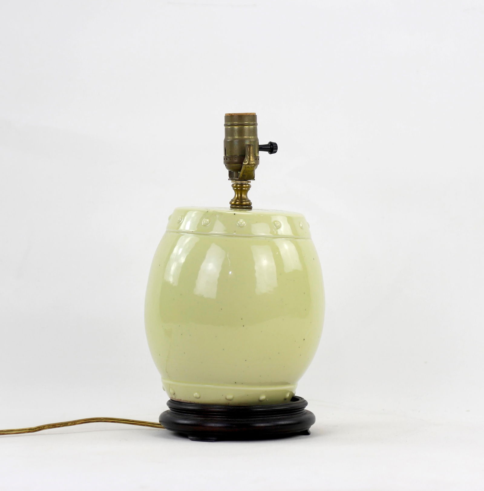 Chinese Yellow Glaze Drum Vase Table Lamp - 4
