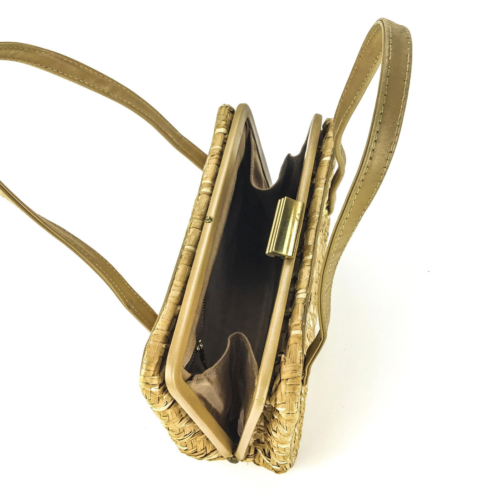 Rare Raffia & Leather Box Purse by Paristyle - 6