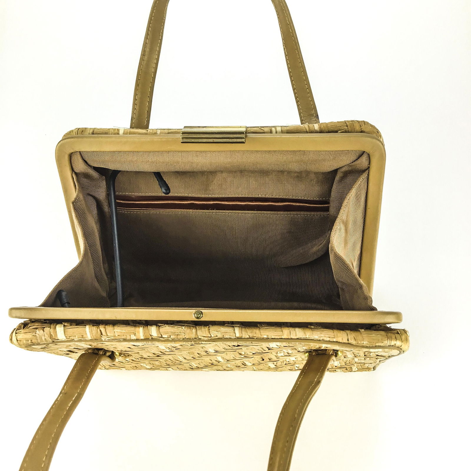 Rare Raffia & Leather Box Purse by Paristyle - 7
