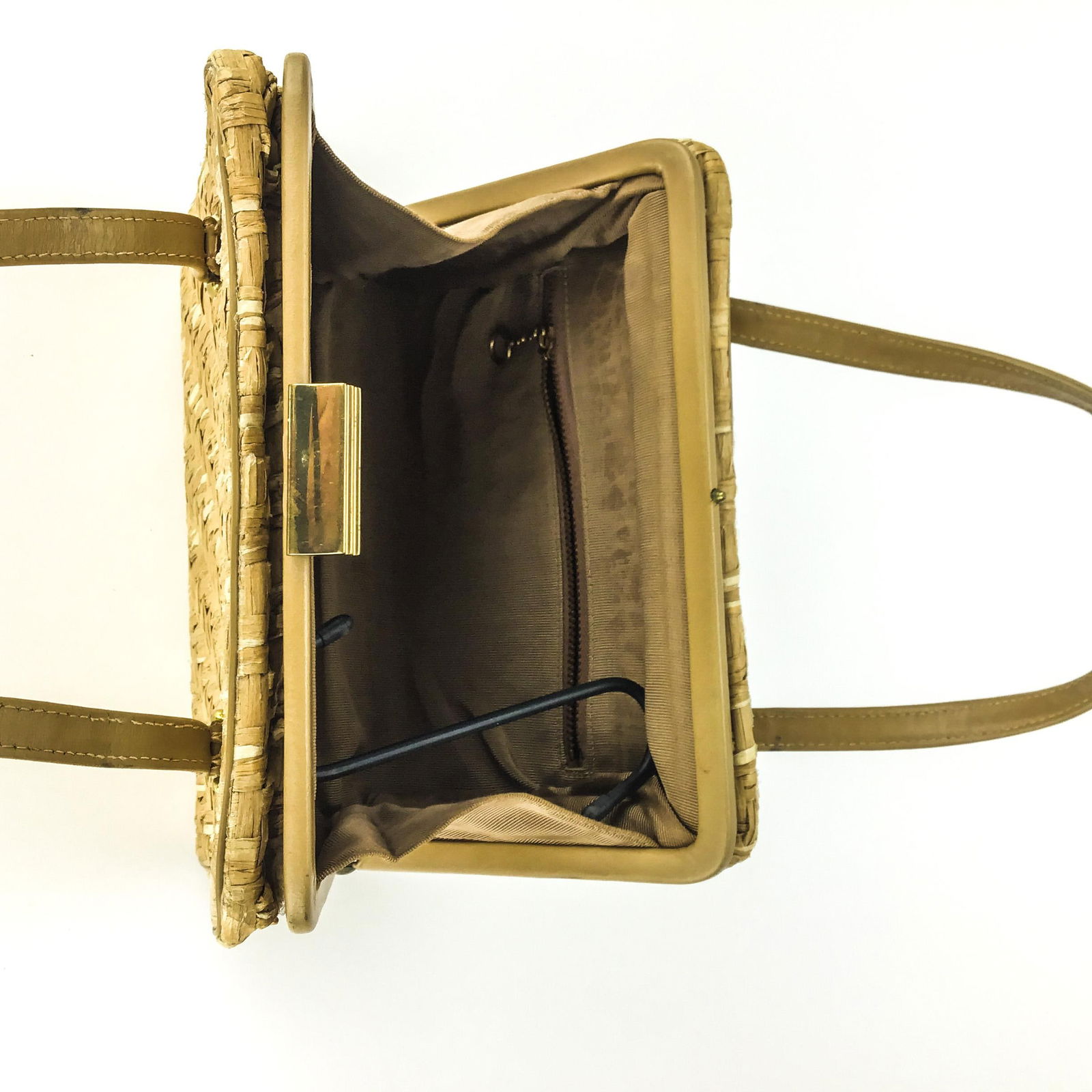 Rare Raffia & Leather Box Purse by Paristyle - 8