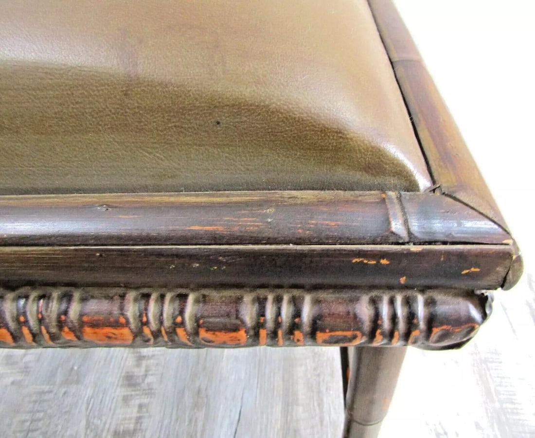 1950s Vintage Rattan Upholstered Bench - 4