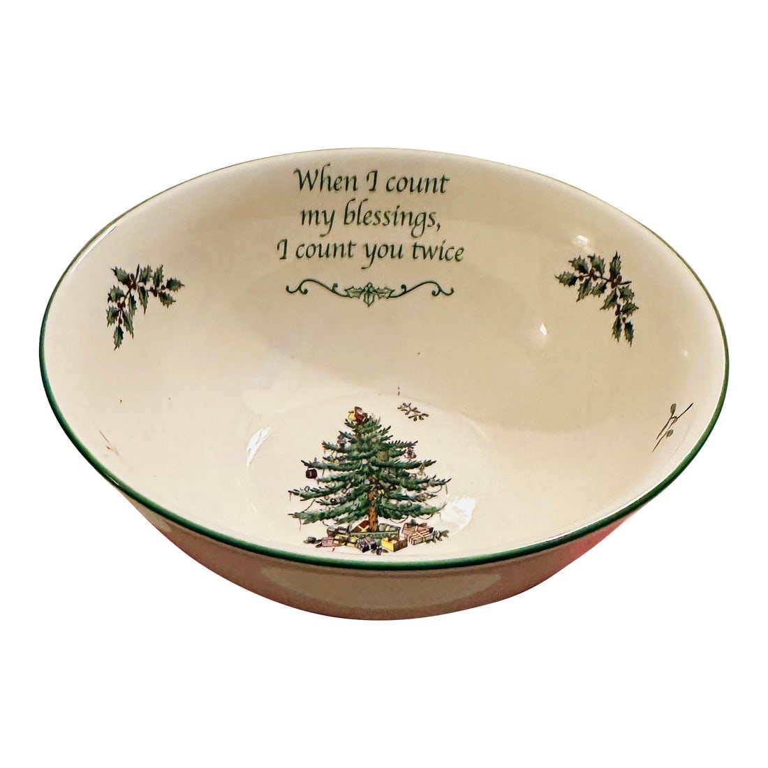 Vintage Spode England "Christmas Tree" Revere Bowl Count My Blessings (1 of 5)