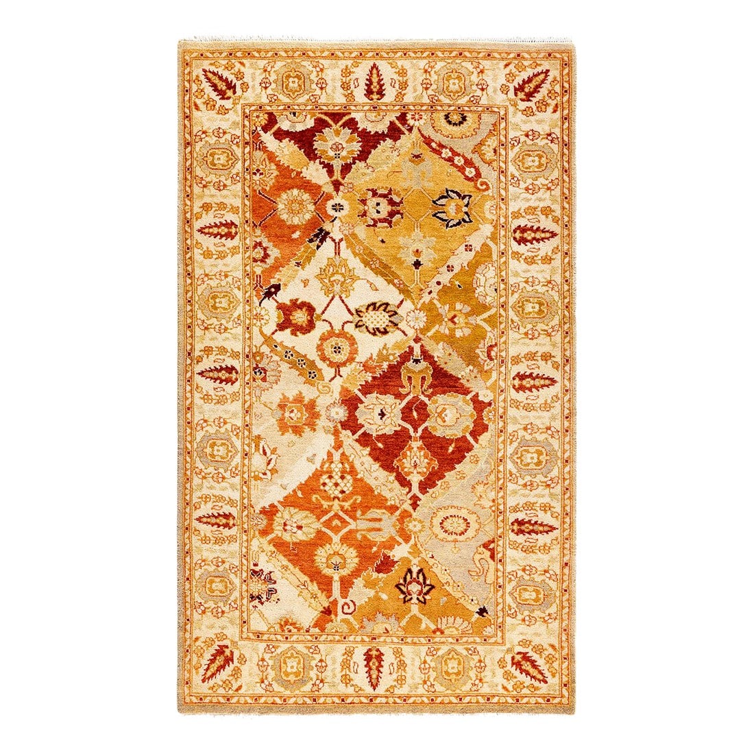 Ottoman, One-of-a-Kind Hand-Knotted Area Rug - Yellow, 3' 2" x 5' 4": Persian rug-making at its finest inspired the rich colors, elaborate geometric motifs, and botanical detailing of the Serapi collection. With as many as 100 knots per inch, these handcrafted rugs are