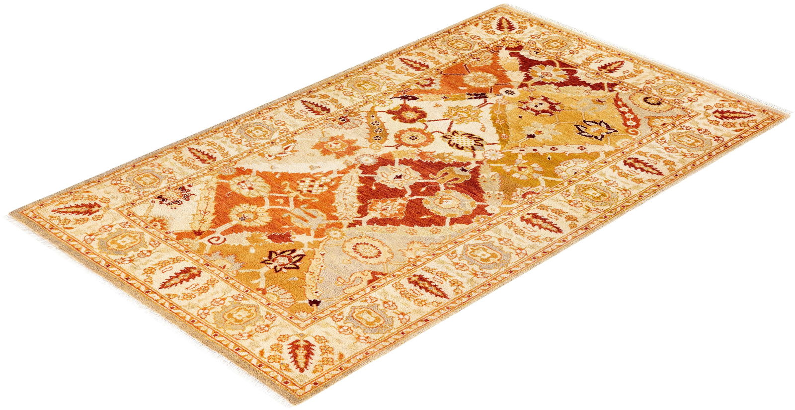 Ottoman, One-of-a-Kind Hand-Knotted Area Rug - Yellow, 3' 2" x 5' 4" - 8