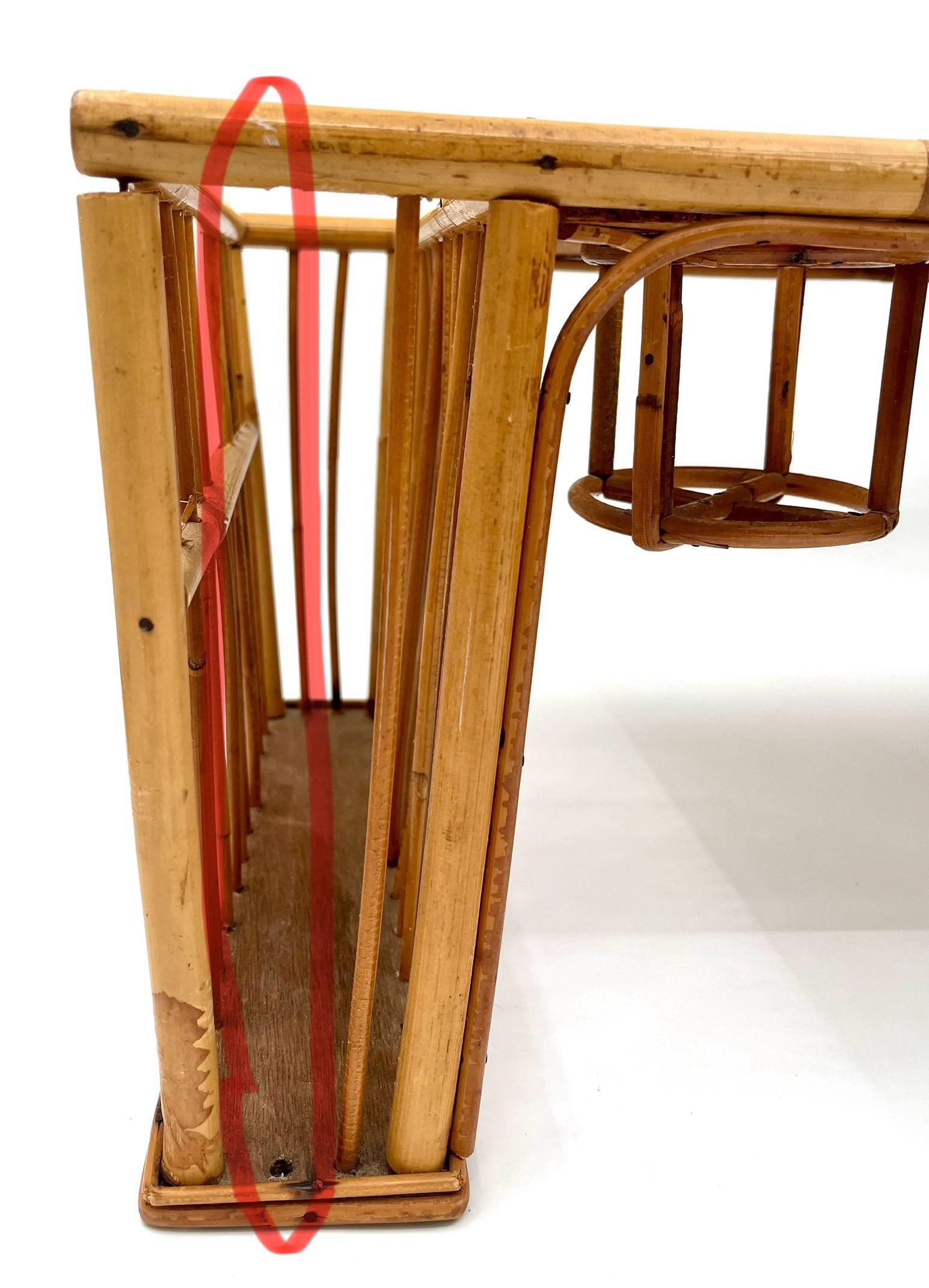 1970s Bamboo and Rattan Bed Tray Breakfast Tray With Cup Holder and Magazine / Newspaper Side Storag - 12