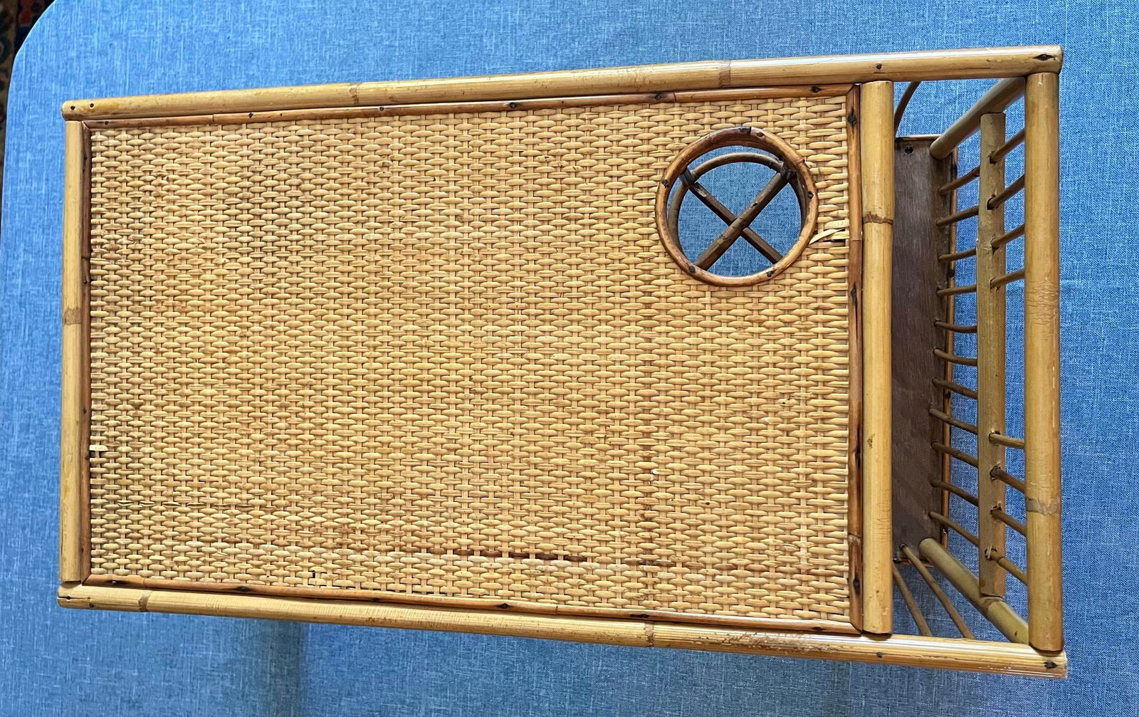 1970s Bamboo and Rattan Bed Tray Breakfast Tray With Cup Holder and Magazine / Newspaper Side Storag - 6