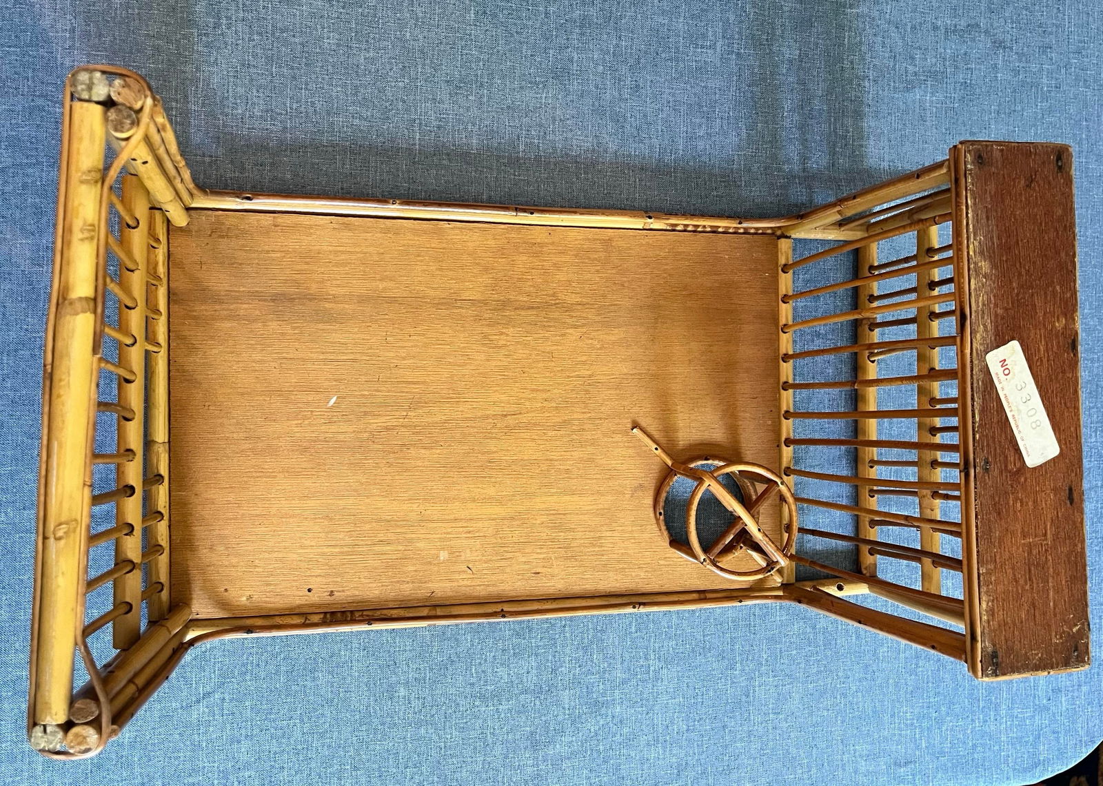 1970s Bamboo and Rattan Bed Tray Breakfast Tray With Cup Holder and Magazine / Newspaper Side Storag - 7