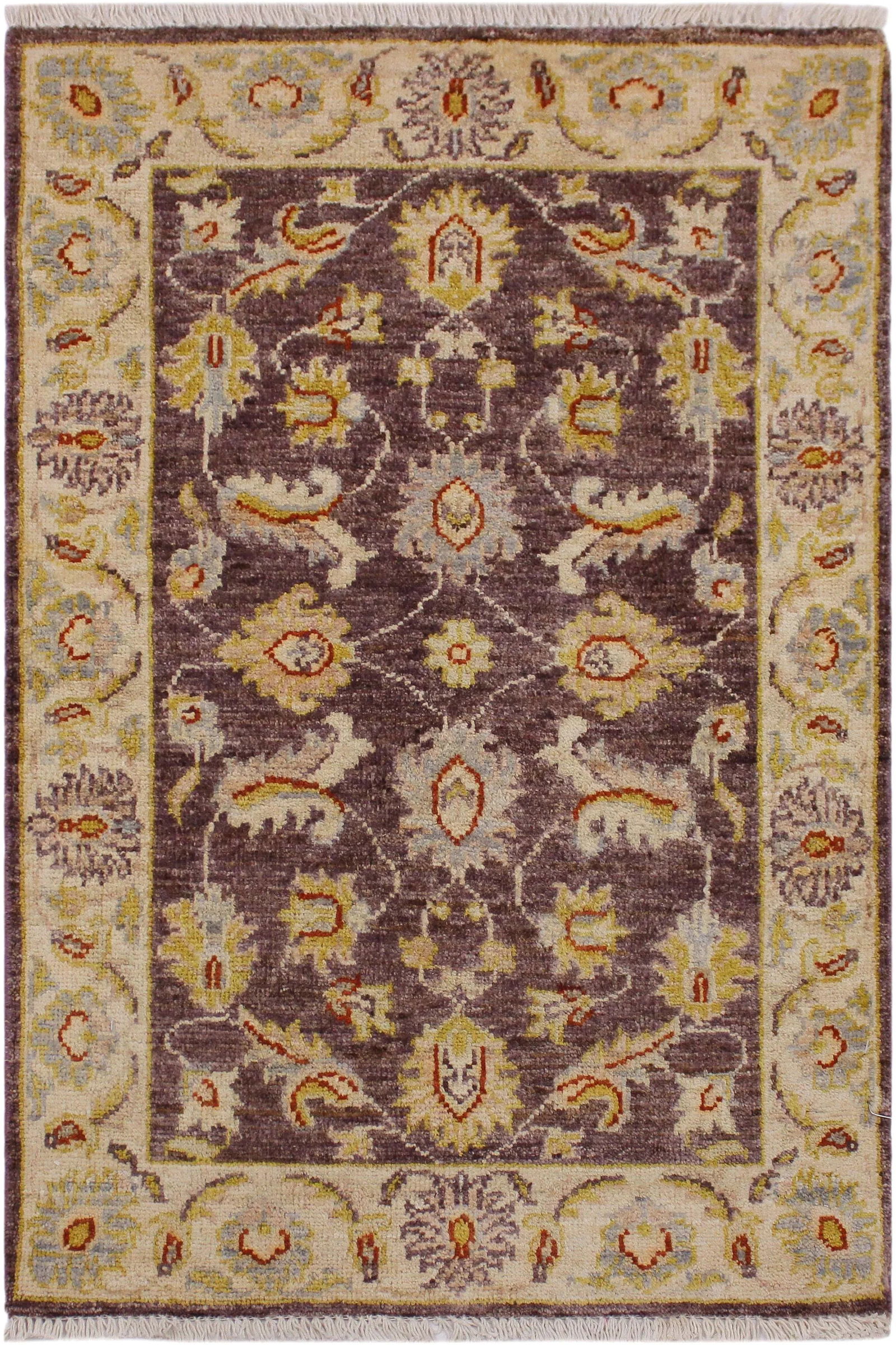 1990s Vintage Contemporary Ziegler Kafkaz Brown/Ivory Wool Rug - 2"² Ã— 2"² - 9