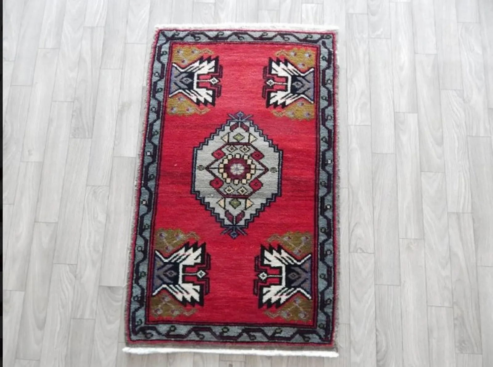 Small Turkish Rug Hand Knotted Distressed Low Pile Area Rug Faded Runner 1"²9"³ Ã - 2