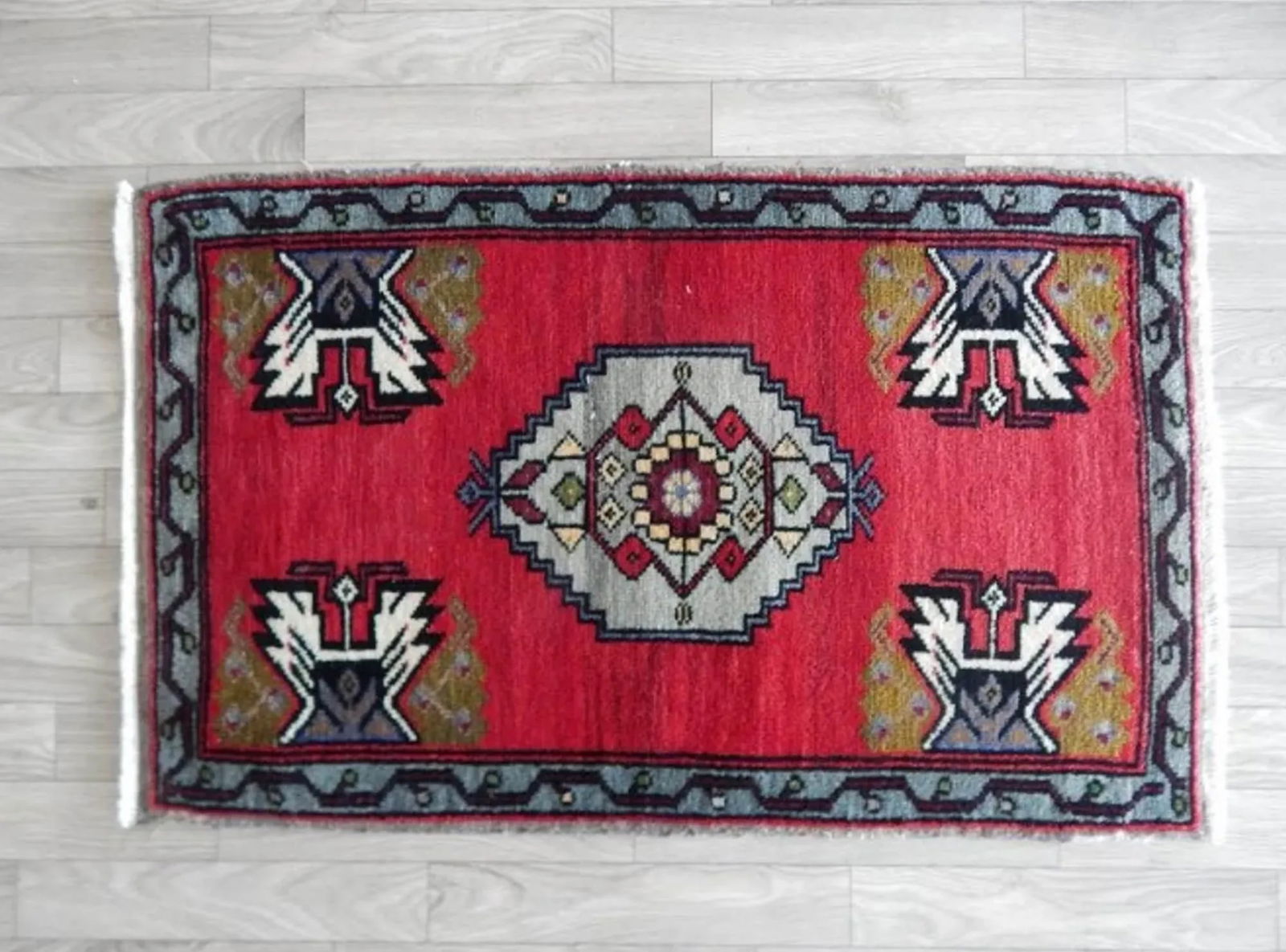 Small Turkish Rug Hand Knotted Distressed Low Pile Area Rug Faded Runner 1"²9"³ Ã - 8