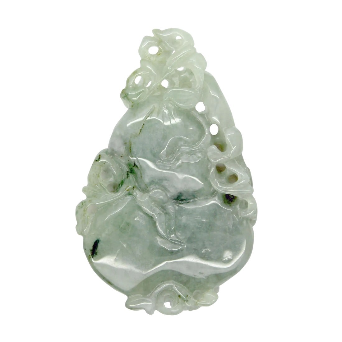 Jade Pendant With Dragon on Gourd Stepping on Money, Roots and Leaf (1 of 6)