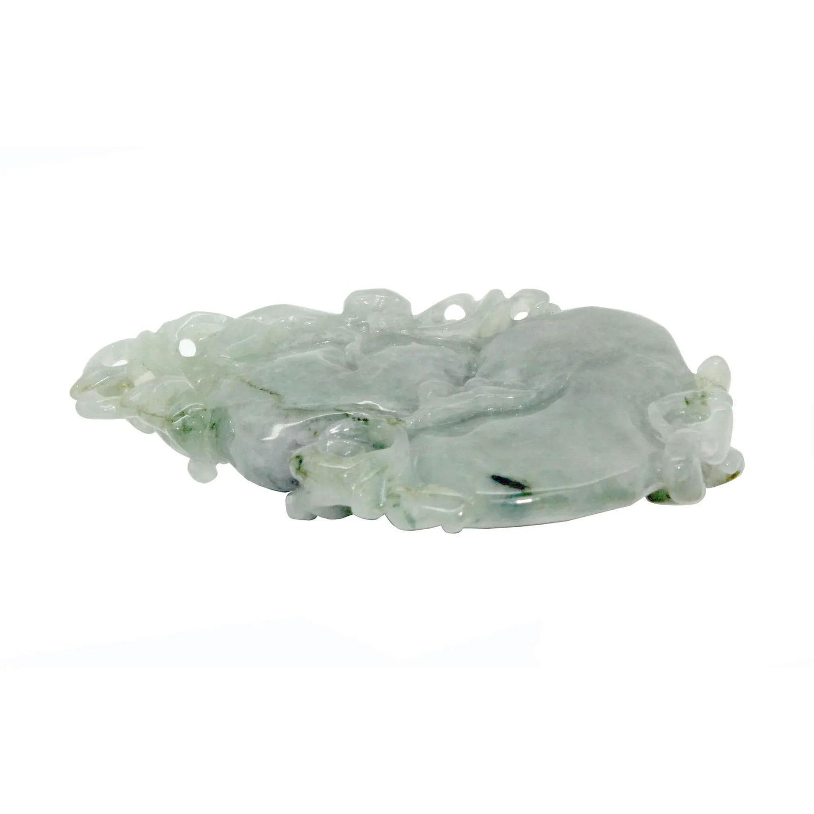 Jade Pendant With Dragon on Gourd Stepping on Money, Roots and Leaf - 3